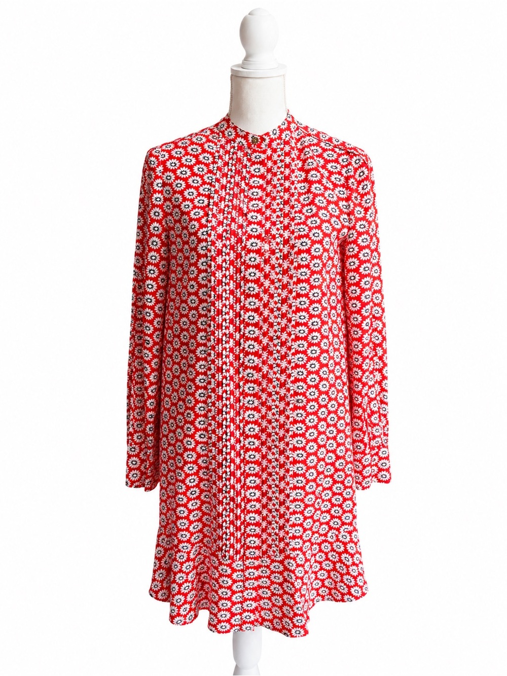 NWOT Tory Burch Nantucket Red Primrose Cora Red and White Silk Button Down Dress